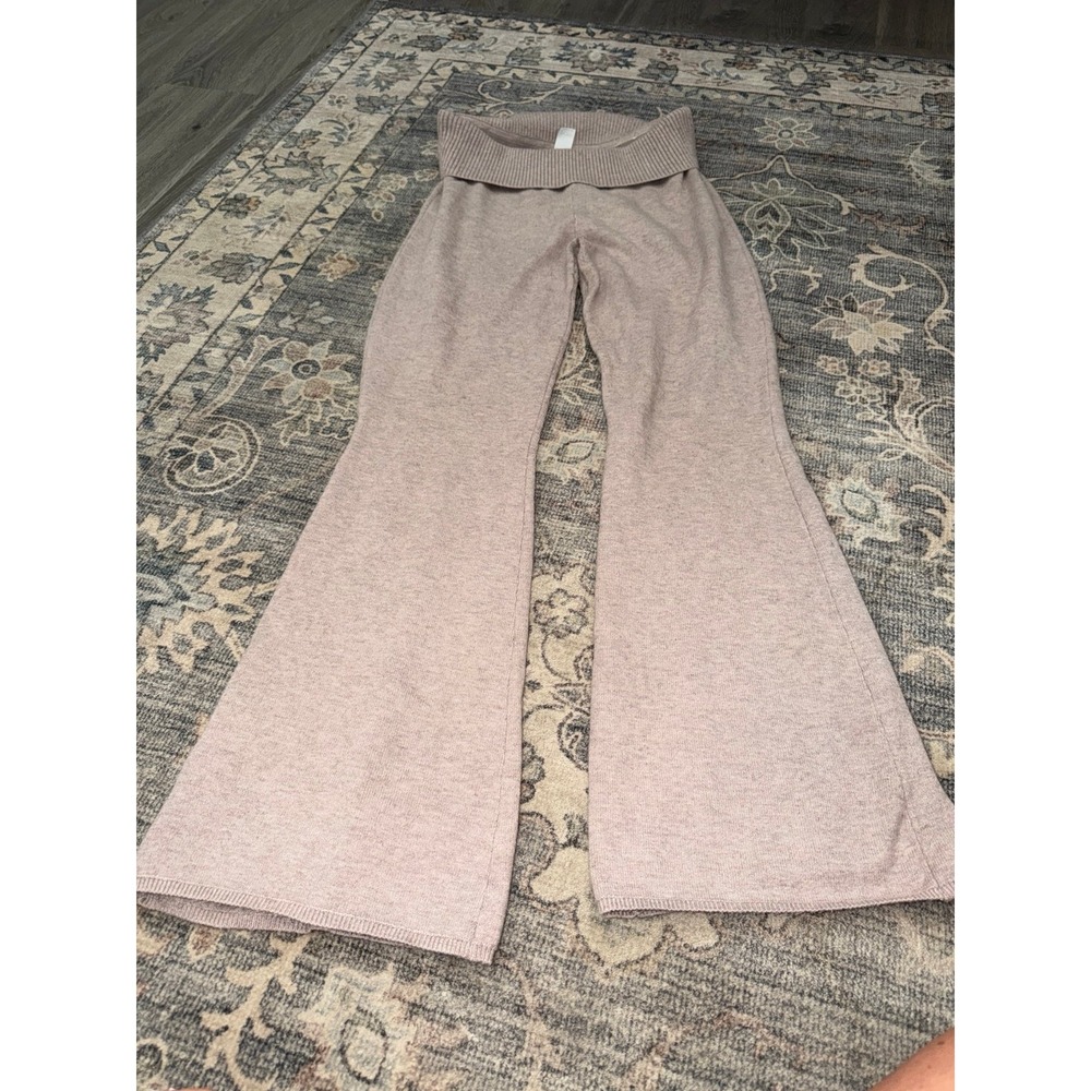 Gilly Hicks Knit Pants Foldover Waist Tan Marled